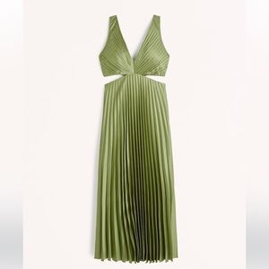 Abercrombie Satin Pleated Cutout Maxi Dress